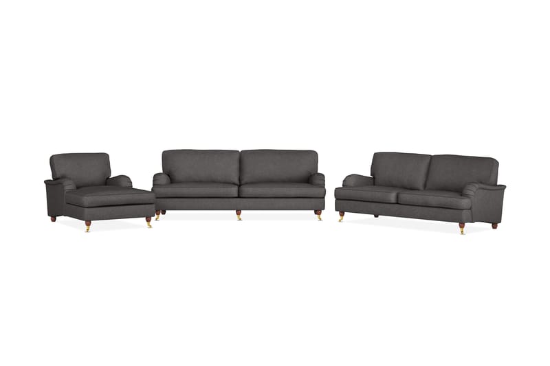 Howard Lyx Sofagruppe 4-seters + 3-seters Sofa + Divanstol i Stoff - Mørk grå - Møbler - Sofaer - Sofagrupper - Howard sofagruppe