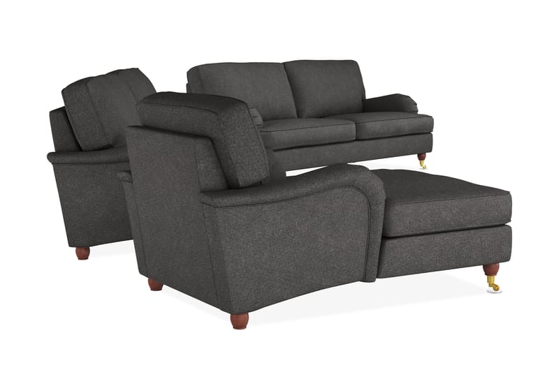 Howard Lyx Sofagruppe 4-seters + 3-seters Sofa + Divanstol i Stoff - Mørk grå - Møbler - Sofaer - Sofagrupper - Howard sofagruppe