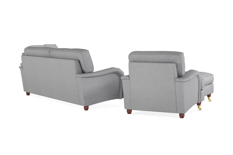 Howard Lyx Sofagruppe 4-seters + 3-seters Sofa + Lenestol + Fotskammel i Stoff - Lys grå - Møbler - Sofaer - Sofagrupper - Howard sofagruppe