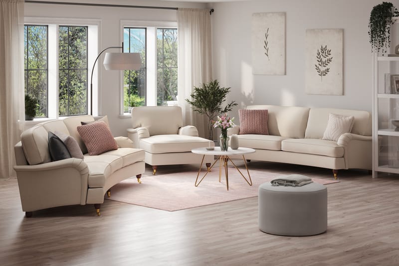 Howard Lyx Sofagruppe 4-seters + 3-seters Svingt Sofa + Divanstol i Stoff - Beige - Møbler - Sofaer - Sofagrupper - Howard sofagruppe