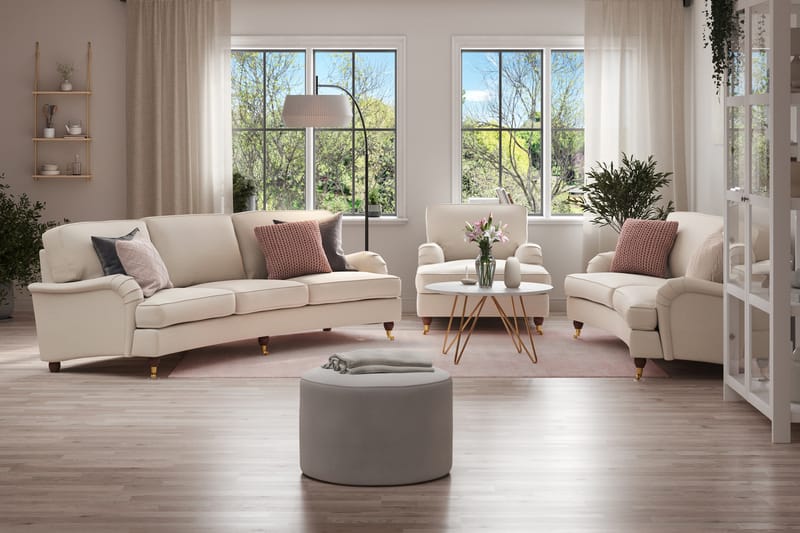 Howard Lyx Sofagruppe 4-seters + 3-seters Svingt Sofa + Divanstol i Stoff - Beige - Møbler - Sofaer - Sofagrupper - Howard sofagruppe