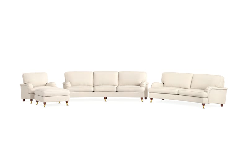 Howard Lyx Sofagruppe 4-seters + 3-seters Svingt Sofa + Lenestol + Fotskammel i Stoff - Beige - Møbler - Sofaer - Sofagrupper - Howard sofagruppe