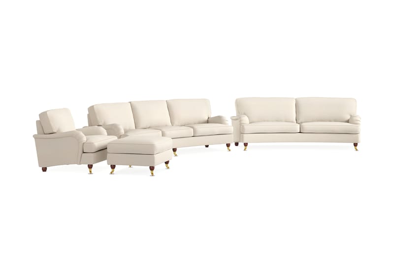 Howard Lyx Sofagruppe 4-seters + 3-seters Svingt Sofa + Lenestol + Fotskammel i Stoff - Beige - Møbler - Sofaer - Sofagrupper - Howard sofagruppe