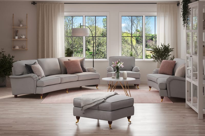 Howard Lyx Sofagruppe 4-seters + 3-seters Svingt Sofa + Lenestol + Fotskammel i Stoff - Lys grå - Møbler - Sofaer - Sofagrupper - Howard sofagruppe
