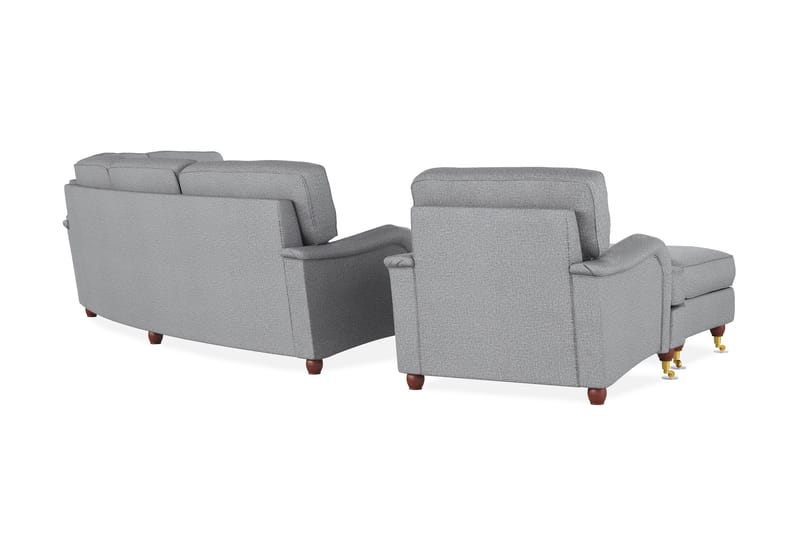 Howard Lyx Sofagruppe 4-seters + 3-seters Svingt Sofa + Lenestol + Fotskammel i Stoff - Lys grå - Møbler - Sofaer - Sofagrupper - Howard sofagruppe