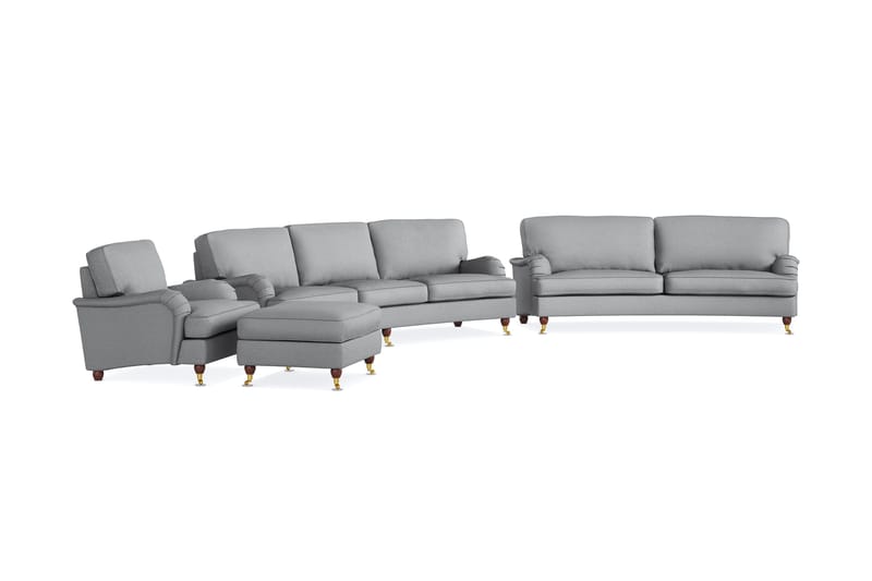 Howard Lyx Sofagruppe 4-seters + 3-seters Svingt Sofa + Lenestol + Fotskammel i Stoff - Lys grå - Møbler - Sofaer - Sofagrupper - Howard sofagruppe