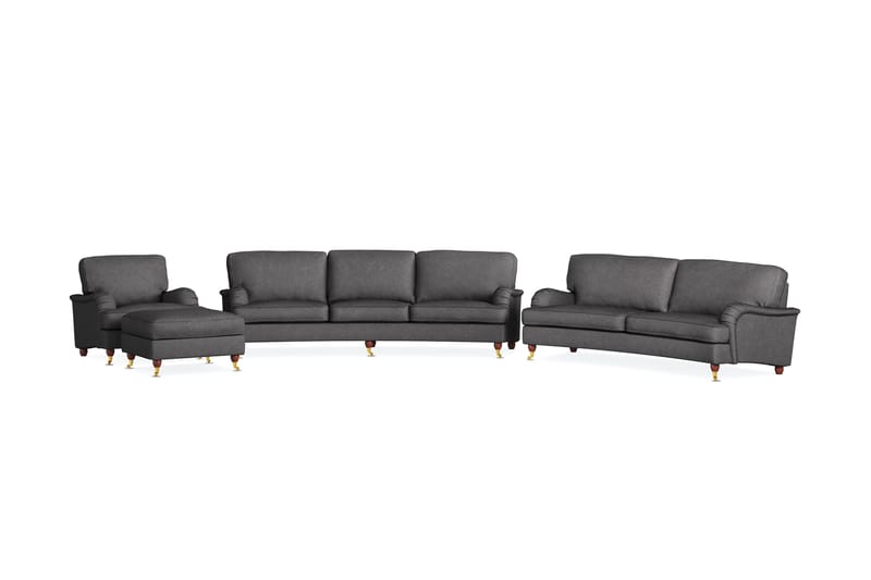 Howard Lyx Sofagruppe 4-seters + 3-seters Svingt Sofa + Lenestol + Fotskammel i Stoff - Mørk grå - Møbler - Sofaer - Sofagrupper - Howard sofagruppe
