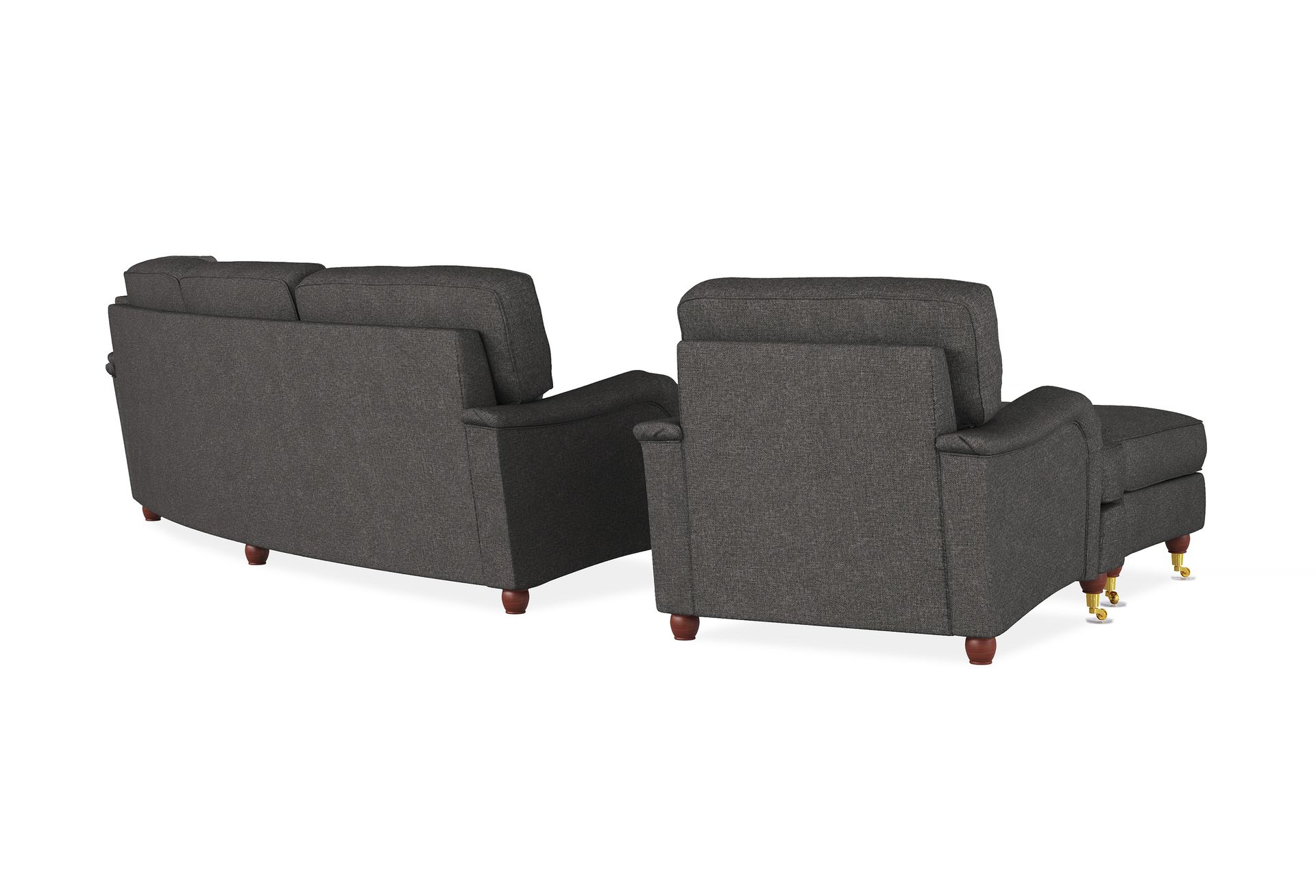 Howard Lyx Sofagruppe 4-seters Svingt Sofa + Divanstol + Lenestol + Fotskammel i Stoff - Mørk grå - Møbler - Sofaer - Sofagrupper - Howard sofagruppe