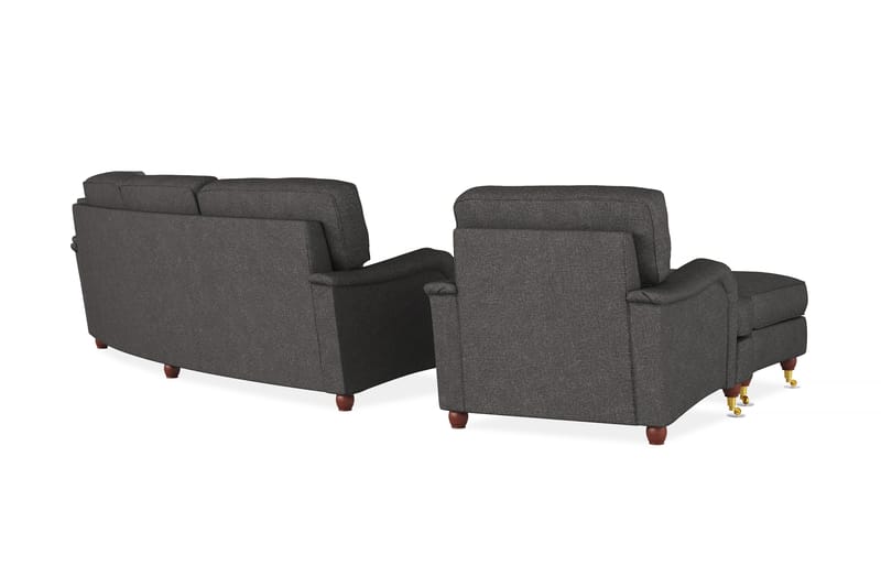 Howard Lyx Sofagruppe 4-seters Svingt Sofa + Divanstol + Lenestol + Fotskammel i Stoff - Mørk grå - Møbler - Sofaer - Sofagrupper - Howard sofagruppe