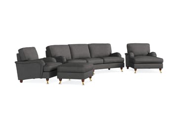 Howard Lyx Sofagruppe 4-seters Svingt Sofa + Divanstol + Lenestol + Fotskammel i Stoff - Mørk grå - Møbler - Sofaer - Sofagrupper - Howard sofagruppe