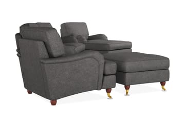 Howard Lyx Sofagruppe 4-seters Svingt Sofa + Divanstol + Lenestol + Fotskammel i Stoff - Mørk grå - Møbler - Sofaer - Sofagrupper - Howard sofagruppe