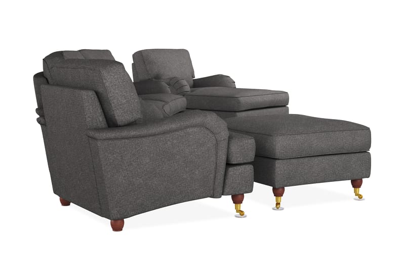 Howard Lyx Sofagruppe 4-seters Svingt Sofa + Divanstol + Lenestol + Fotskammel i Stoff - Mørk grå - Møbler - Sofaer - Sofagrupper - Howard sofagruppe