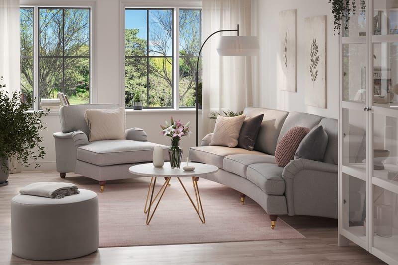 Howard Lyx Sofagruppe 4-seters Svingt Sofa + Divanstol i Stoff - Lys grå - Møbler - Sofaer - Sofagrupper - Howard sofagruppe
