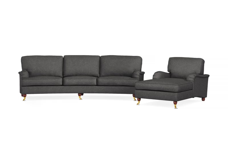 Howard Lyx Sofagruppe 4-seters Svingt Sofa + Divanstol i Stoff - Mørk grå - Møbler - Sofaer - Sofagrupper - Howard sofagruppe