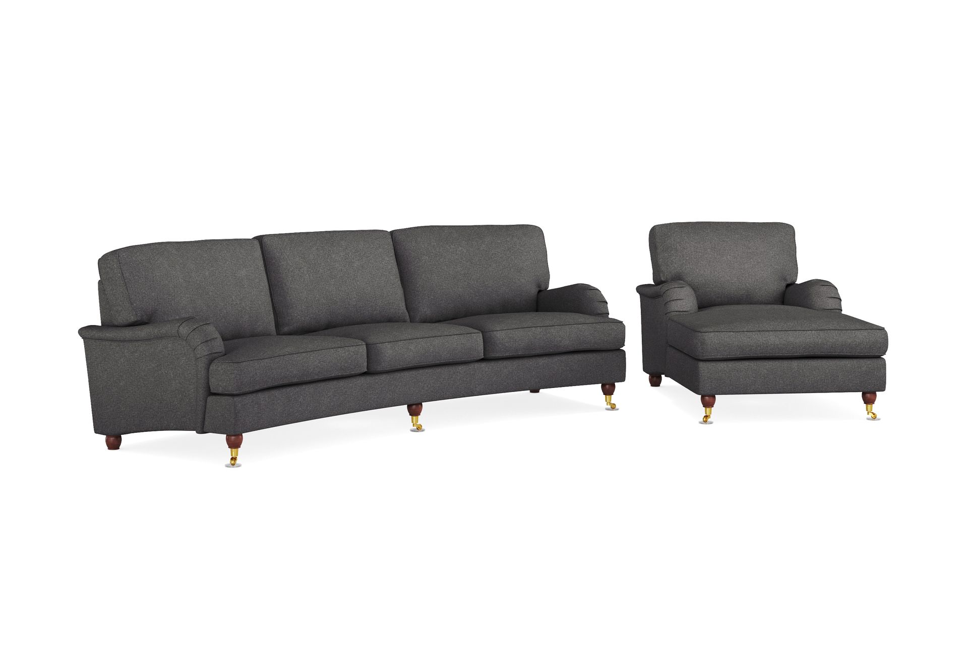 Howard Lyx Sofagruppe 4-seters Svingt Sofa + Divanstol i Stoff - Mørk grå - Møbler - Sofaer - Sofagrupper - Howard sofagruppe
