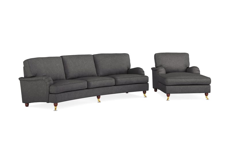 Howard Lyx Sofagruppe 4-seters Svingt Sofa + Divanstol i Stoff - Mørk grå - Møbler - Sofaer - Sofagrupper - Howard sofagruppe