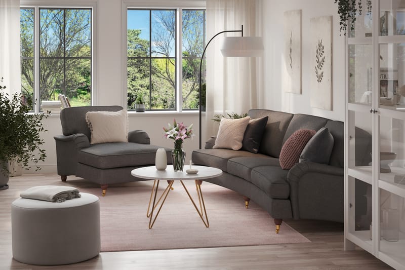 Howard Lyx Sofagruppe 4-seters Svingt Sofa + Divanstol i Stoff - Mørk grå - Møbler - Sofaer - Sofagrupper - Howard sofagruppe