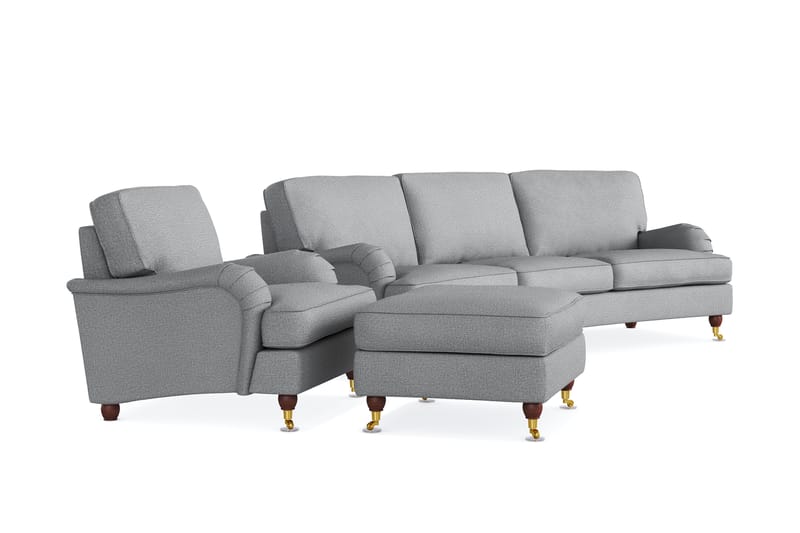 Howard Lyx Sofagruppe 4-seters Svingt Sofa + Lenestol + Fotskammel i Stoff - Lys grå - Møbler - Sofaer - Sofagrupper - Howard sofagruppe