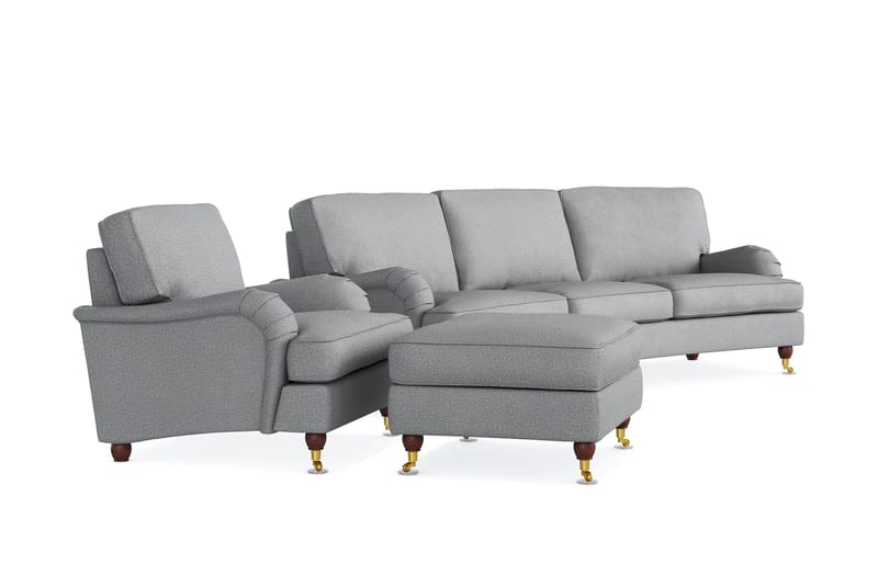 Howard Lyx Sofagruppe 4-seters Svingt Sofa + Lenestol + Fotskammel i Stoff - Lys grå - Møbler - Sofaer - Sofagrupper - Howard sofagruppe