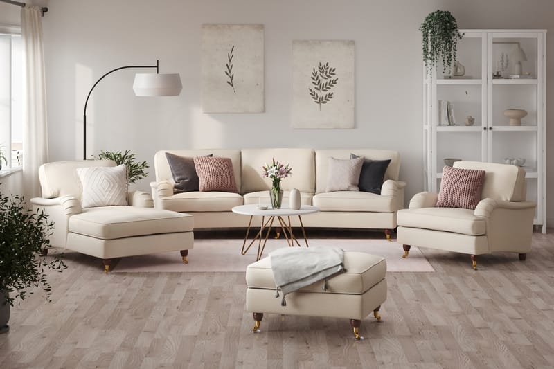 Howard Lyx Sofagruppe Buet 4-seter+2 Lenestoler+Fotskammel - Beige - Møbler - Sofaer - Sofagrupper - Howard sofagruppe