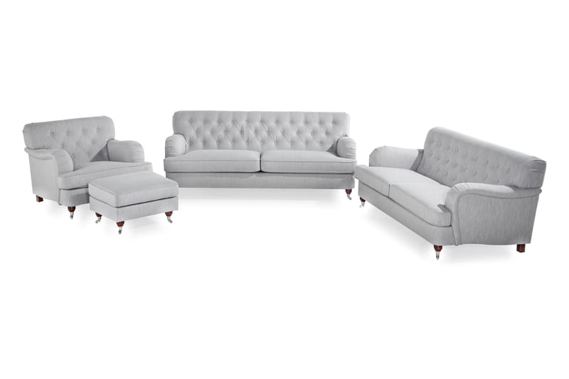Howard Riviera Sofagruppe 2-seter+3-seter+Lenestol+Fotskamme - Lingrå - Møbler - Sofaer - Sofagrupper - Howard sofagruppe