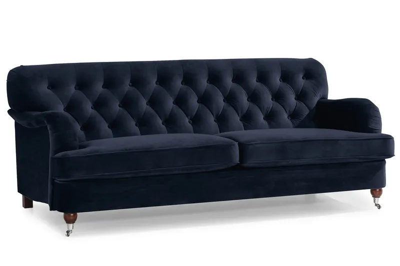 Howard Riviera Sofagruppe 3-seters + 2-seters Sofa + Lenestol + Fotskammel i Fløyel - Blå - Møbler - Sofaer - Sofagrupper - Howard sofagruppe