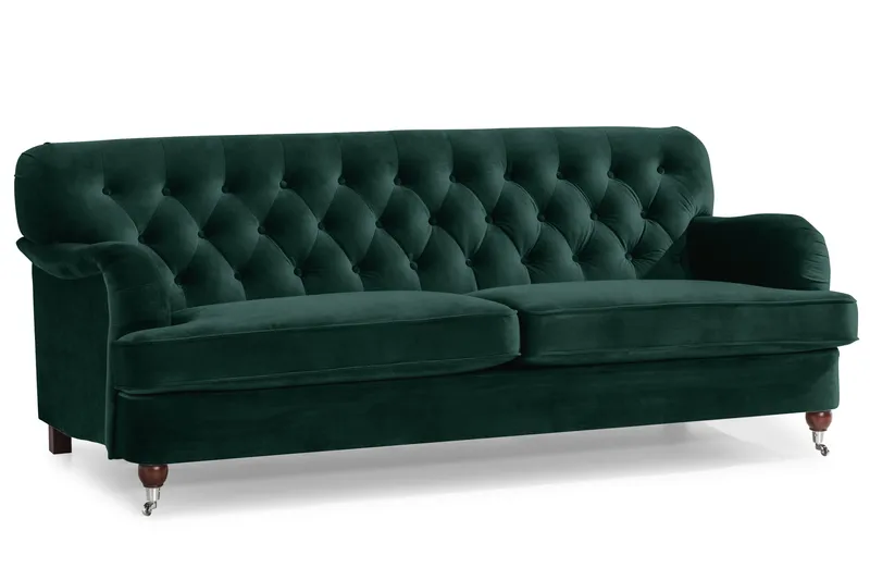 Howard Riviera Sofagruppe 3-seters + 2-seters Sofa + Lenestol + Fotskammel i Fløyel - Grønn - Møbler - Sofaer - Sofagrupper - Howard sofagruppe