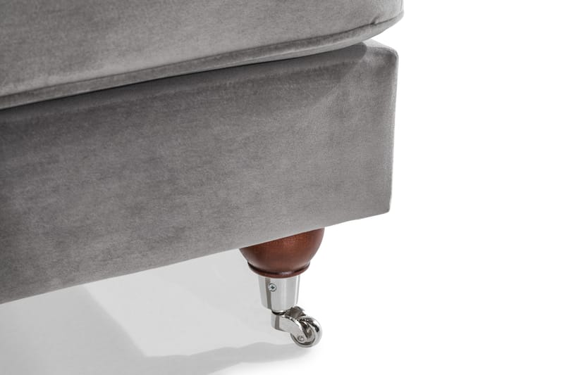 Howard Riviera Sofagruppe 3-seters + 2-seters Sofa + Lenestol + Fotskammel i Fløyel - Lys grå - Møbler - Sofaer - Sofagrupper - Howard sofagruppe