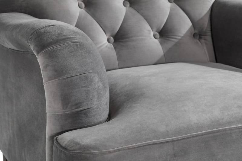 Howard Riviera Sofagruppe 3-seters + 2-seters Sofa + Lenestol + Fotskammel i Fløyel - Lys grå - Møbler - Sofaer - Sofagrupper - Howard sofagruppe