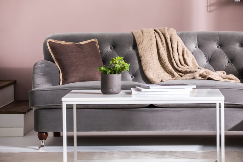 Howard Riviera Sofagruppe 3-seters + 2-seters Sofa + Lenestol + Fotskammel i Fløyel - Lys grå - Møbler - Sofaer - Sofagrupper - Howard sofagruppe