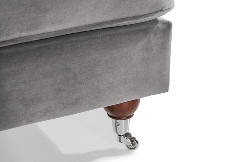 Howard Riviera Sofagruppe 3-seters + 2-seters Sofa + Lenestol + Fotskammel i Fløyel - Lys grå - Møbler - Sofaer - Sofagrupper - Howard sofagruppe