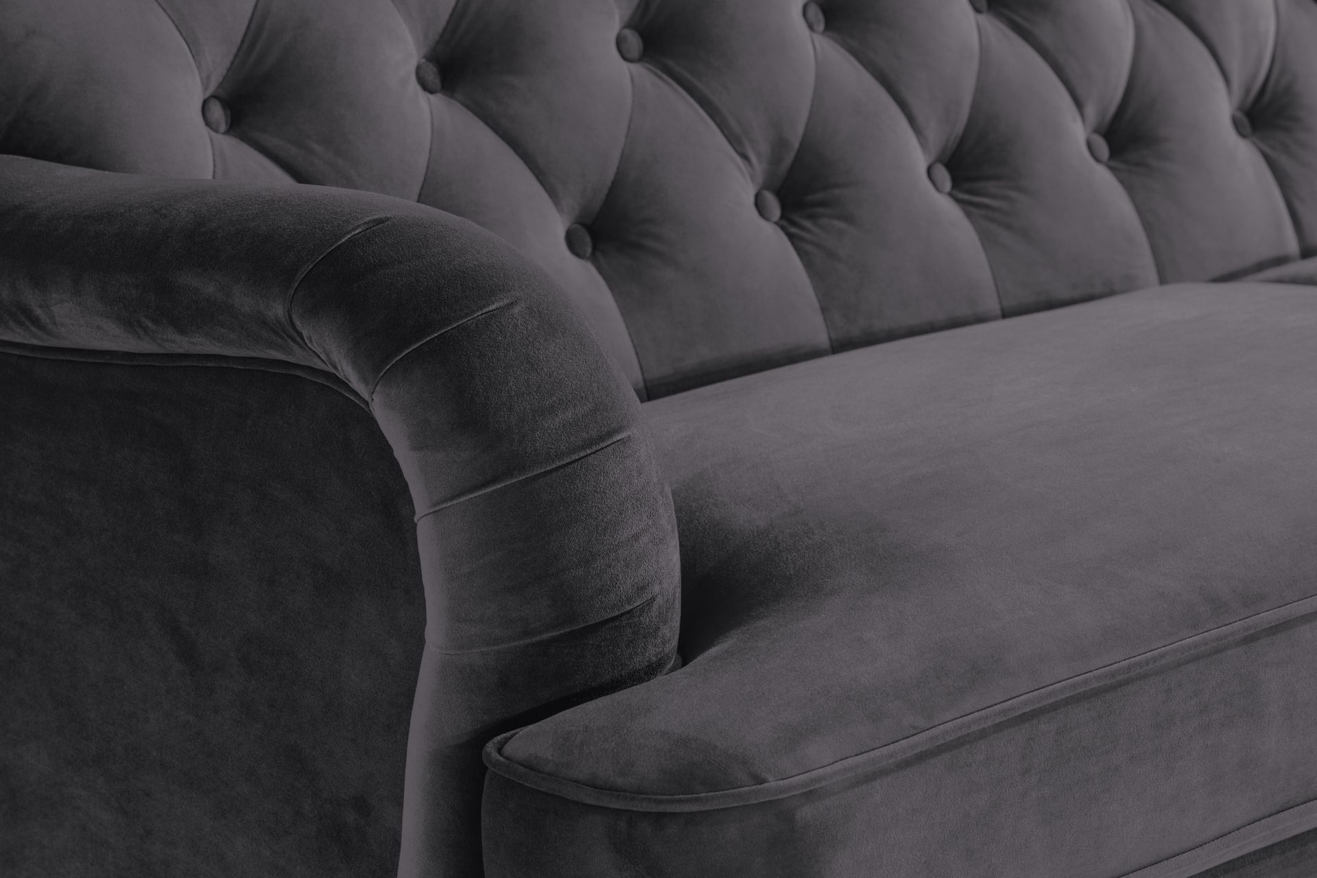 Howard Riviera Sofagruppe 3-seters + 2-seters Sofa + Lenestol + Fotskammel i Fløyel - Mørk grå - Møbler - Sofaer - Sofagrupper - Howard sofagruppe