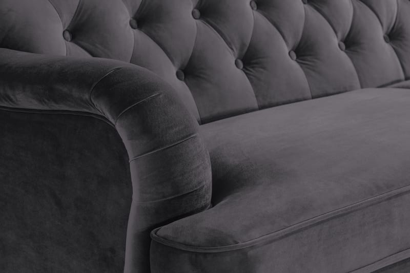 Howard Riviera Sofagruppe 3-seters + 2-seters Sofa + Lenestol + Fotskammel i Fløyel - Mørk grå - Møbler - Sofaer - Sofagrupper - Howard sofagruppe