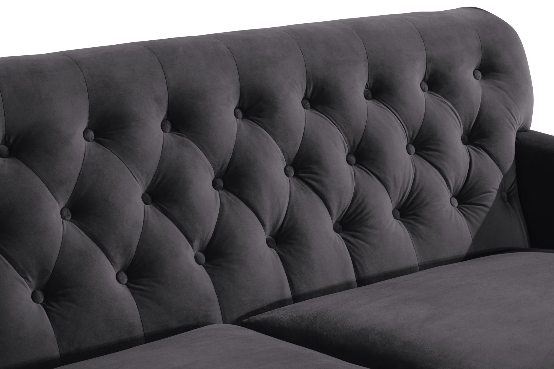 Howard Riviera Sofagruppe 3-seters + 2-seters Sofa + Lenestol + Fotskammel i Fløyel - Mørk grå - Møbler - Sofaer - Sofagrupper - Howard sofagruppe