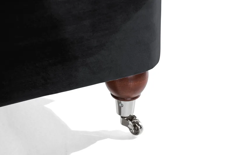 Howard Riviera Sofagruppe 3-seters + 2-seters Sofa + Lenestol + Fotskammel i Fløyel - Svart - Møbler - Sofaer - Sofagrupper - Howard sofagruppe