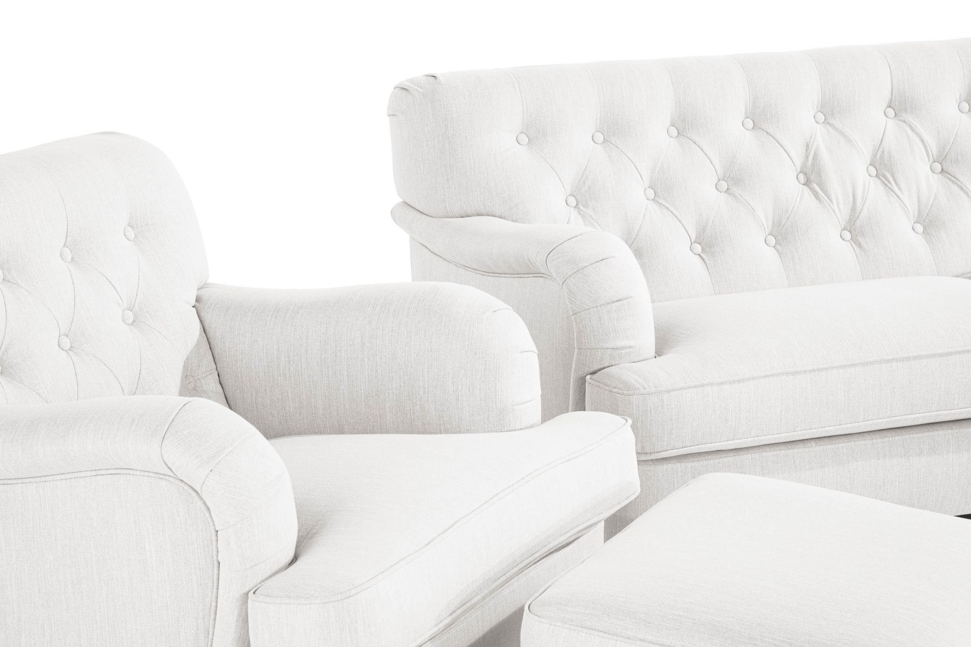 Howard Riviera Sofagruppe 3-seters + 2-seters Sofa + Lenestol + Fotskammel i Stoff - Lys grå - Møbler - Sofaer - Sofagrupper - Howard sofagruppe
