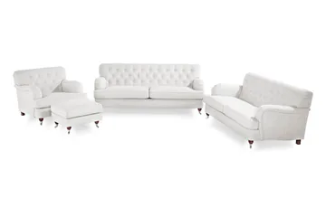 Howard Riviera Sofagruppe 3-seters + 2-seters Sofa + Lenestol + Fotskammel i Stoff