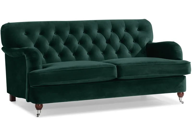 Howard Riviera Sofagruppe 3-seters + 2-seters Sofa + Lenestol + Fotskammel i Fløyel - Grønn - Møbler - Sofaer - Sofagrupper - Howard sofagruppe