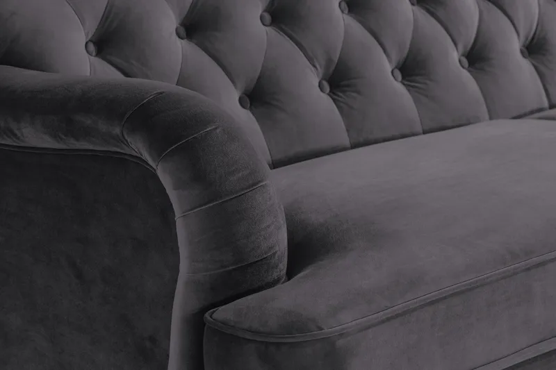 Howard Riviera Sofagruppe 3-seters + 2-seters Sofa + Lenestol + Fotskammel i Fløyel - Mørk grå - Møbler - Sofaer - Sofagrupper - Howard sofagruppe