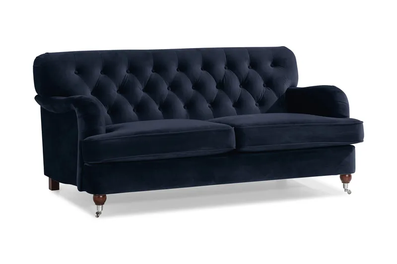 Howard Riviera Sofagruppe Svingt 3-seters + 2-seters Sofa + Lenestol + Fotskammel i Fløyel - Blå - Møbler - Sofaer - Sofagrupper - Howard sofagruppe