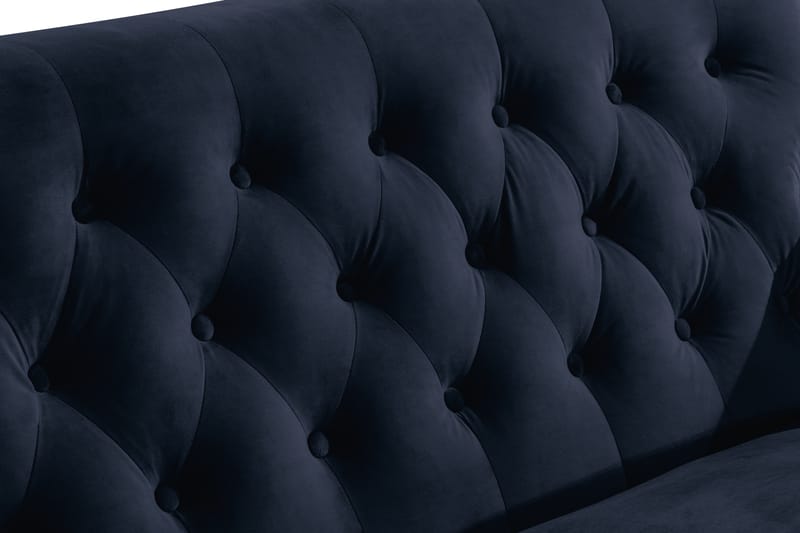 Howard Riviera Sofagruppe Svingt 3-seters + 2-seters Sofa + Lenestol + Fotskammel i Fløyel - Blå - Møbler - Sofaer - Sofagrupper - Howard sofagruppe