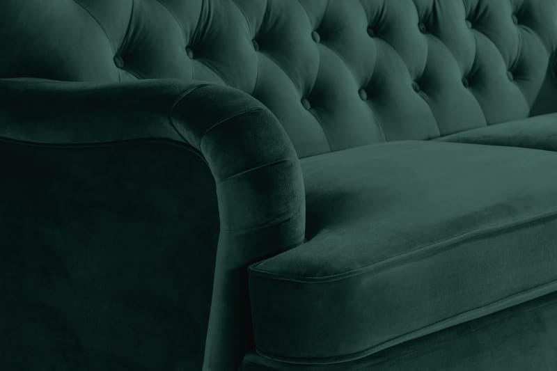 Howard Riviera Sofagruppe Svingt 3-seters + 2-seters Sofa + Lenestol + Fotskammel i Fløyel - Grønn - Møbler - Sofaer - Sofagrupper - Howard sofagruppe