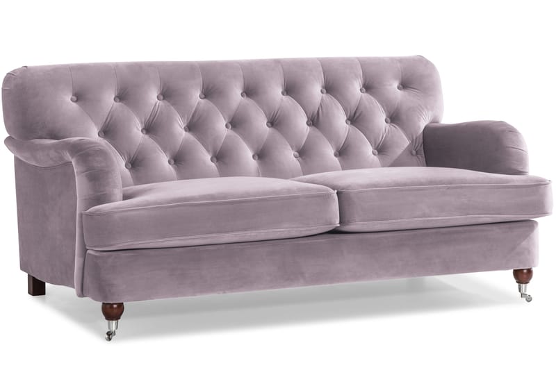 Howard Riviera Sofagruppe Svingt 3-seters + 2-seters Sofa + Lenestol + Fotskammel i Fløyel - Lilla - Møbler - Sofaer - Sofagrupper - Howard sofagruppe