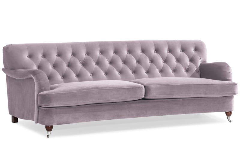 Howard Riviera Sofagruppe Svingt 3-seters + 2-seters Sofa + Lenestol + Fotskammel i Fløyel - Lilla - Møbler - Sofaer - Sofagrupper - Howard sofagruppe