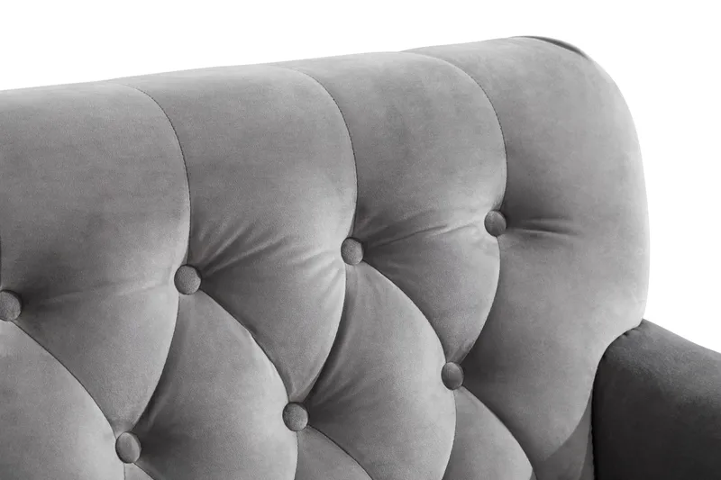 Howard Riviera Sofagruppe Svingt 3-seters + 2-seters Sofa + Lenestol + Fotskammel i Fløyel - Lys grå - Møbler - Sofaer - Sofagrupper - Howard sofagruppe