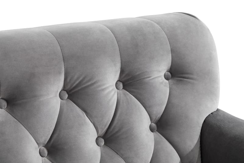 Howard Riviera Sofagruppe Svingt 3-seters + 2-seters Sofa + Lenestol + Fotskammel i Fløyel - Lys grå - Møbler - Sofaer - Sofagrupper - Howard sofagruppe