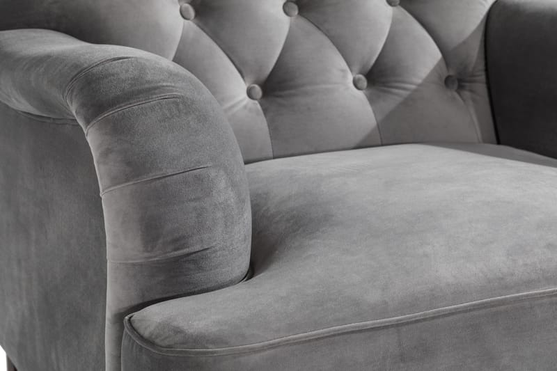 Howard Riviera Sofagruppe Svingt 3-seters + 2-seters Sofa + Lenestol + Fotskammel i Fløyel - Lys grå - Møbler - Sofaer - Sofagrupper - Howard sofagruppe