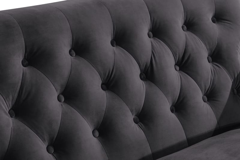 Howard Riviera Sofagruppe Svingt 3-seters + 2-seters Sofa + Lenestol + Fotskammel i Fløyel - Mørk grå - Møbler - Sofaer - Sofagrupper - Howard sofagruppe