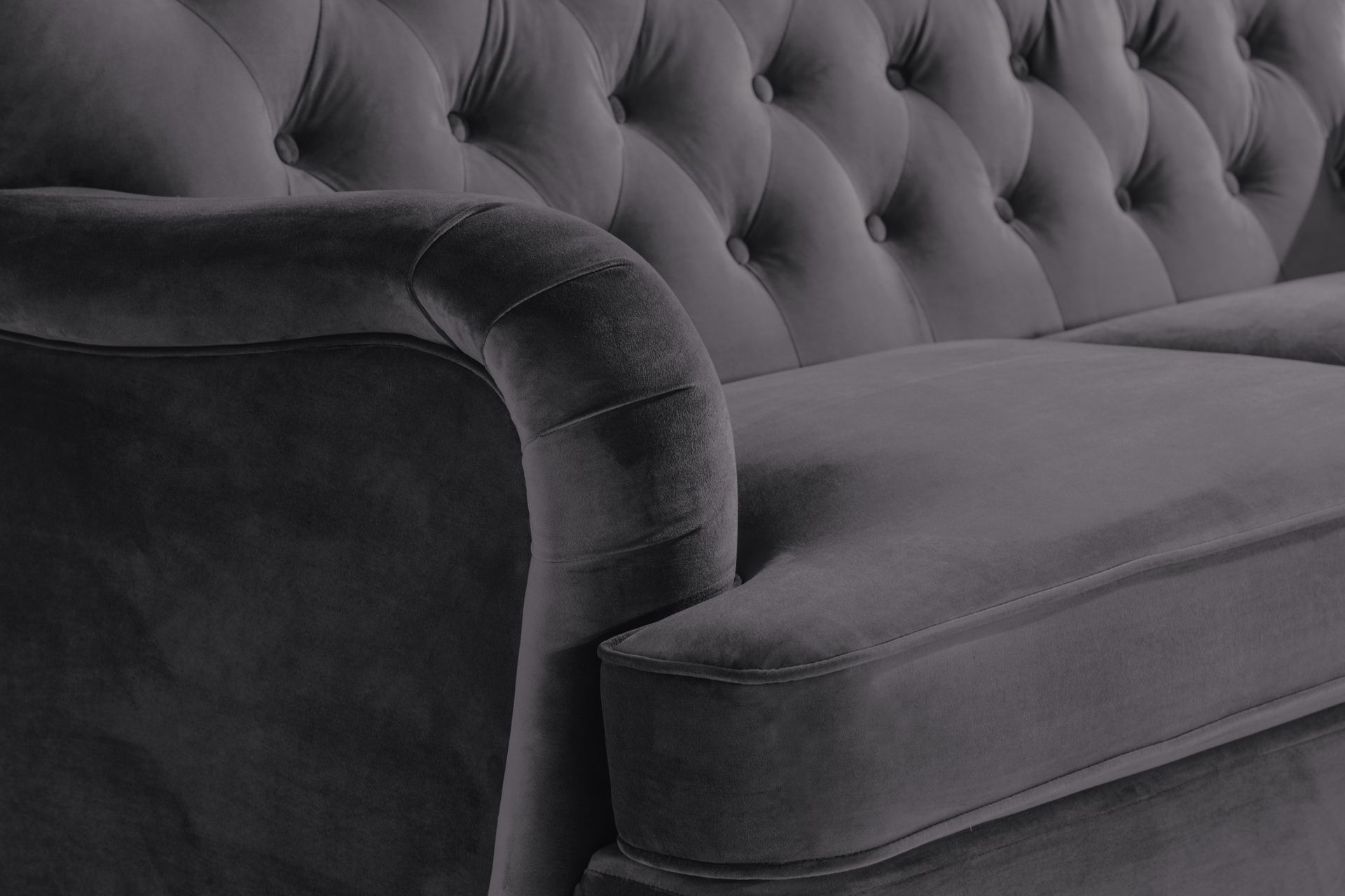 Howard Riviera Sofagruppe Svingt 3-seters + 2-seters Sofa + Lenestol + Fotskammel i Fløyel - Mørk grå - Møbler - Sofaer - Sofagrupper - Howard sofagruppe