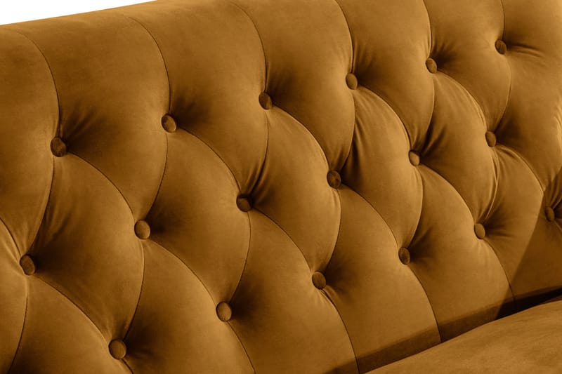 Howard Riviera Sofagruppe Svingt 3-seters + 2-seters Sofa + Lenestol + Fotskammel i Fløyel - Mørk gul - Møbler - Sofaer - Sofagrupper - Howard sofagruppe